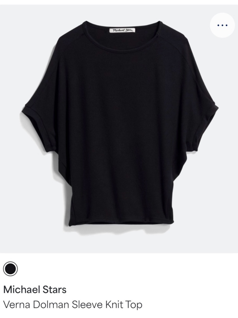 Michael Stars Black Verna Dolman Sleeve Knit Top